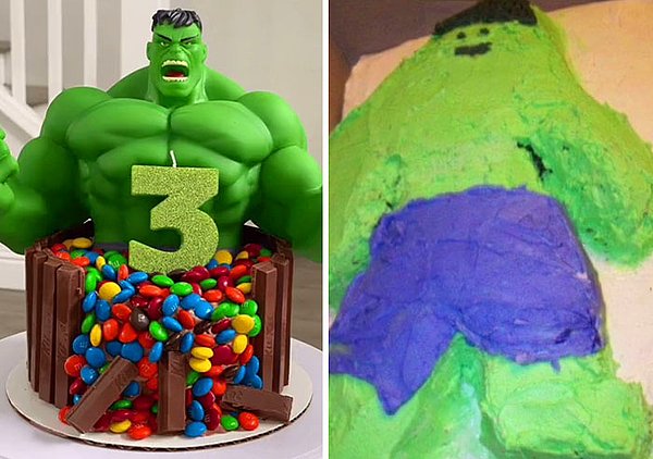 6. Oğlunuz 3 yaşına girecek ve sizden Hulk pastası almanızı istedi, aldığınız pasta böyle olsa oğlunuza ne dersiniz? 😂