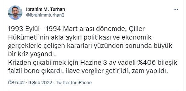 Merkez Bankası Eski Başkan Yardımcısı ve Borsa İstanbul Eski Başkanı İbrahim Turhan 94 Krizini ve günümüzdeki benzerlikleri ise şöyle açıklıyor👇