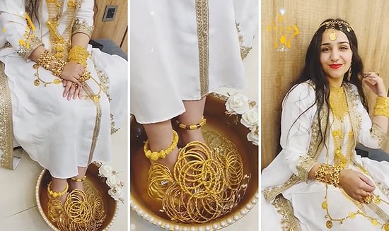 Bu Hangi Seviye? Altın Bileziklerle Ayaklarını Yıkayan Yeni Gelinin Bi' Acayip Görüntüleri