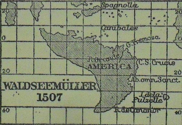 Waldseemüller Vespucci'nin keşfettiği Brezilya topraklarının, kendisinin ilk adının dişi hâli olan "Amerika" olarak adlandırılmasını önerdi.