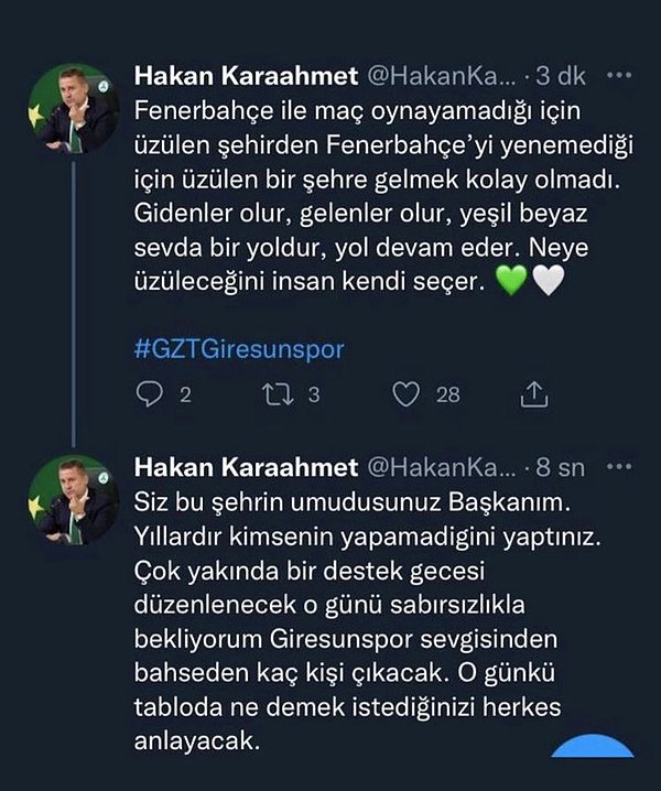 Durumu fark eden Karaahmet kısa sürede paylaşımını sildi. 👇