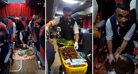 Otobüs Yolculuğu Dediğin Böyle Olur: Otobüste Çip Köfte Yoğurup Servis Eden Muavin