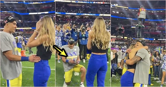 Super Bowl Şampiyonu Los Angeles Rams'in Oyuncusu Taylor Rapp Sahada Kız Arkadaşına Evlilik Teklif Etti