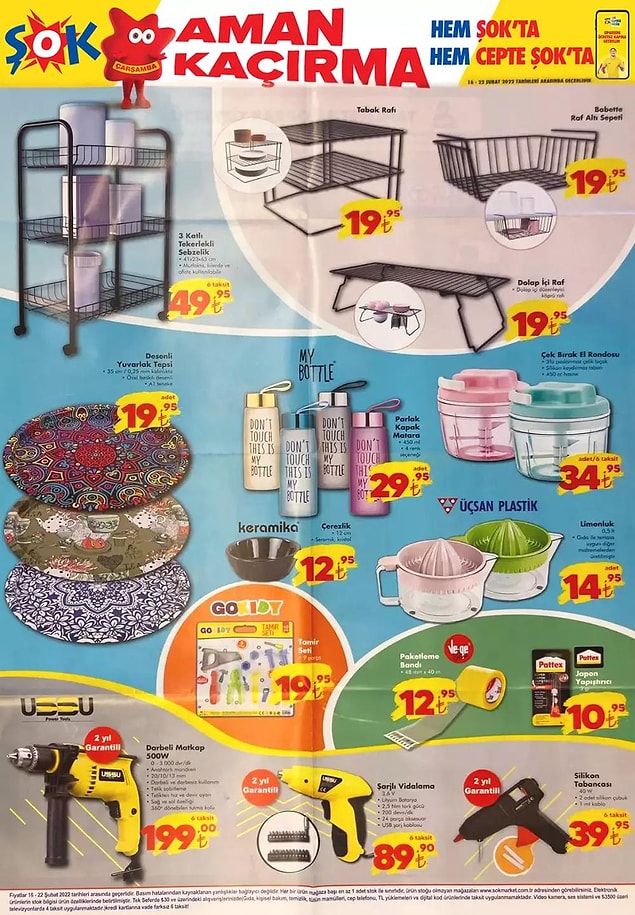 ŞOK'ta bu hafta My Bottle Parlak Kapak Matara 29,95 TL.