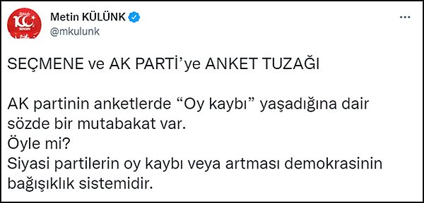 "Anketler konusu artık politize olmuştur"