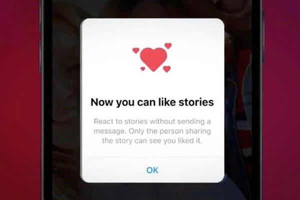 Instagram yöneticisi Adam Mosseri tarafından Twitter'da paylaşılan duyuruya göre bundan böyle hikayelerin en alt köşesinde paylaş butonunun yanında bir kalp (❤️) gözükecek.