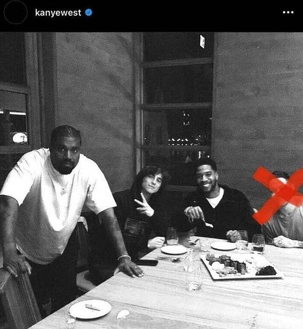 6. Kanye daha sonra Instagram hesabından toplu çekilmiş bir fotoğraf paylaştı ve eski eşinin sevgilisi Pete Davidson'ın üzerine çarpı koydu.