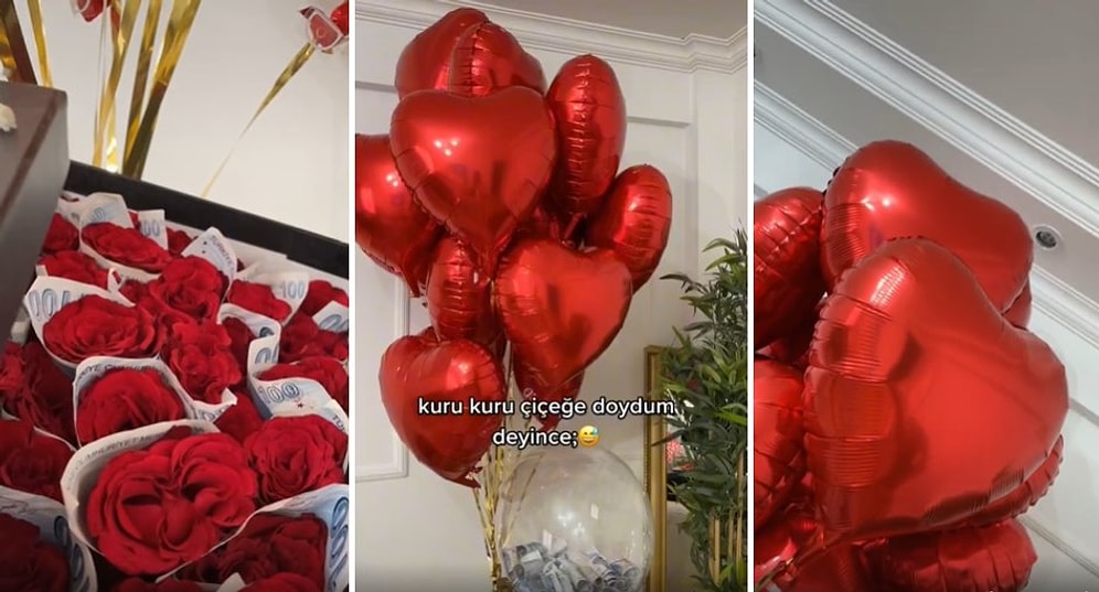 Sevgililer Günü'nde 100 TL'lik Banknotlardan Gül Demeti Yapan Bonkör Sevgili