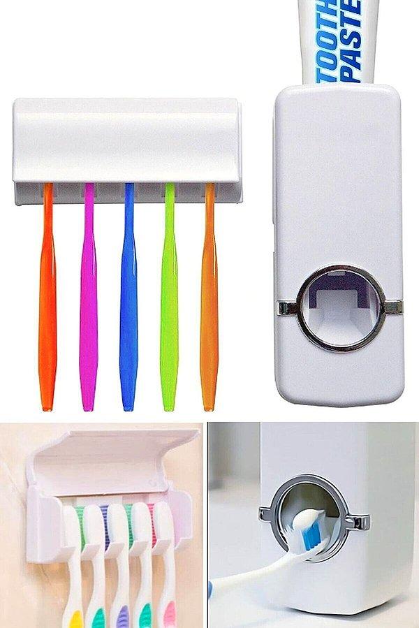 11. Akıllı diş macunu sıkacağı, diş fırçalık ve sterilizatör.