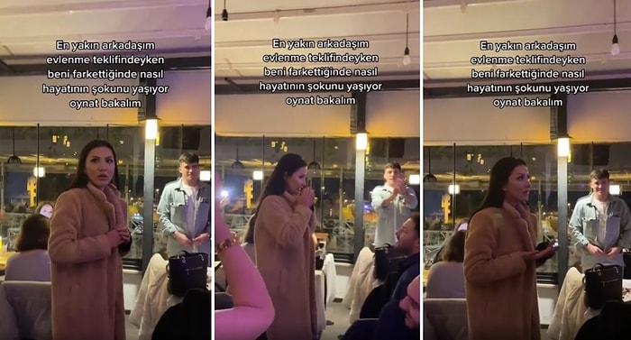 Sürpriz Evlilik Teklifi Aldığı Sırada En Yakın Arkadaşını da Ortamda Gören Kadının Şok Üstüne Şok Olduğu Anlar