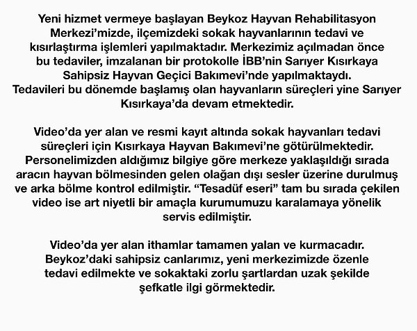 Olayın ardından Beykoz Belediyesi, resmi Twitter hesabından olayla ilgili açıklama yaparak iddiaları yalanladı.