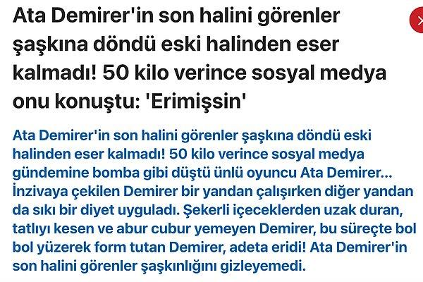 Takvim Gazetesi, Ata Demirer hakkında bugün böyle bir haber yaptı.
