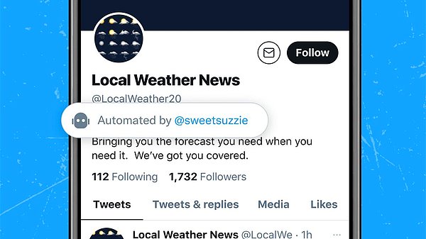 5. Twitter, iyi amaçla oluşturulan bot hesapları anlamamızı sağlayacak yeni özelliğini dünya genelinde kullanıma açtı. 'İyi Botlar' (Good Bots) etiketi ile yararlı botları platforma zarar veren botlardan ayrıştırmaya karar veren şirket, otomatik paylaşım yapan hesaplar için 'İyi Botlar' etiketini resmi olarak yayına alıyor.