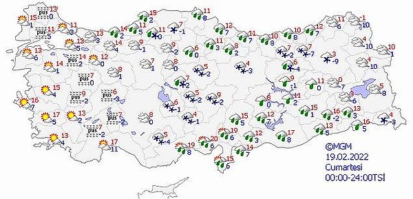 19 Şubat Cumartesi Hava Durumu