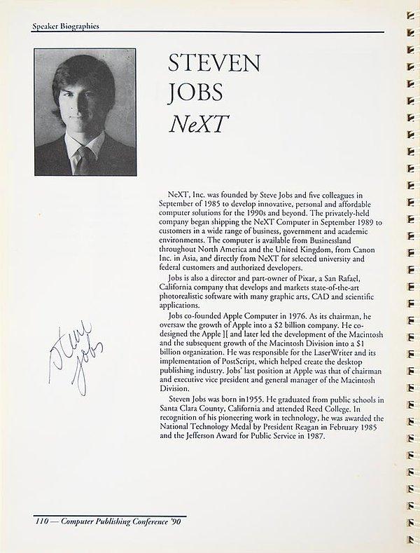 Steve Jobs imzalı seminer tanıtım broşürü.