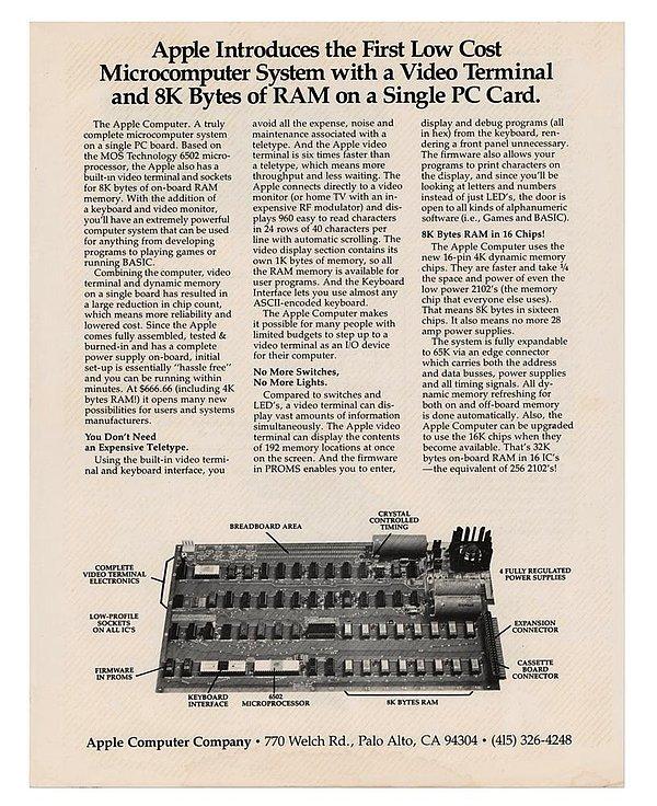 İlk Apple bilgisayarı Apple I'in reklam broşürü.