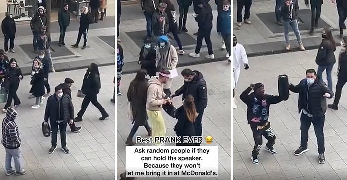 Caddenin Ortasında Rastgele İnsanlardan Hoparlörü Tutmasını İsteyen Adam ve Ortaya Çıkan Muhteşem Görüntüler