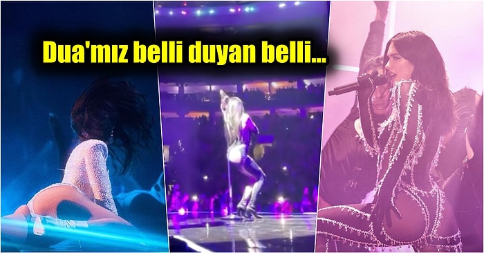 Kara Kaşına Kurban Olduğumuz Dua Lipa'nın Dünya Turnesindeki İddialı Kıyafetleri ve Popo Şovu Olay Oldu