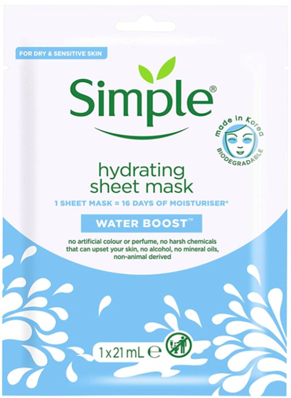 14. Simple hassas ciltler için nemlendirici maske.