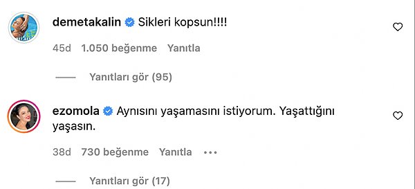 Ardından da Demet Akalın ve Ezgi Mola'dan şöyle yorumlar geldi...