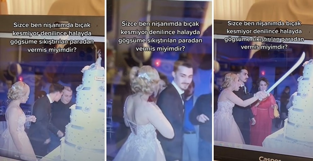 'Bıçak Kesmiyor' Numarası Yapan Çalışana Halayda Göğsüne Sıkıştırılan Paralardan Veren Gelin