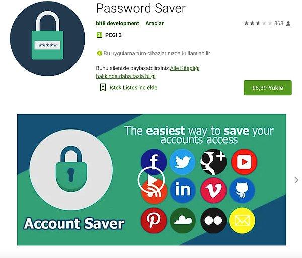 Password Saver (Ücretsiz – 6.39 TL)