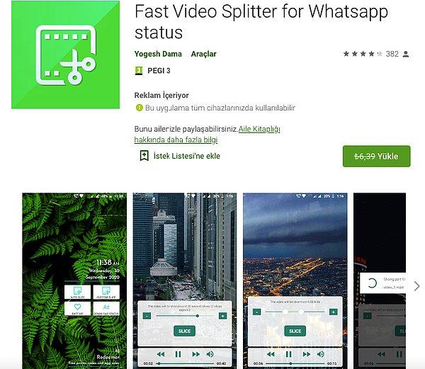 Fast Video Splitter for WhatsApp status (Ücretsiz – 6.39 TL)