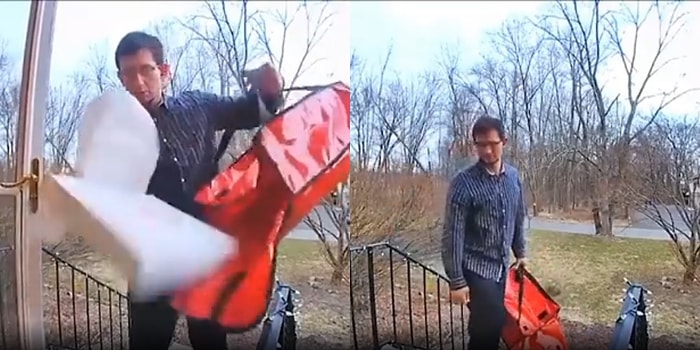 Bu Video İçimizi Parçaladı: Götürdüğü Pizza Siparişi Kutudan Düşünce Dünyası Başına Yıkılan Adam