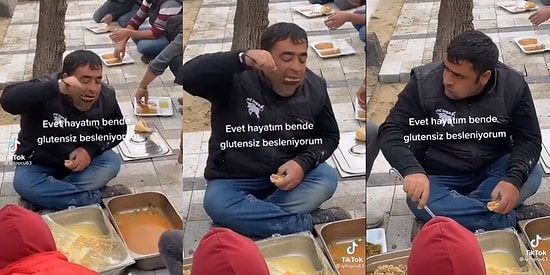 Kocaman Kaşığı Ağzına Yanlamasına Sokarak Büyük Bir İştahla Yemek Yiyen Dayının Videosu Viral Oldu