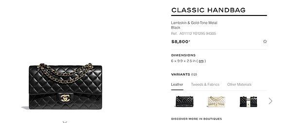 Pervin Ersoy'un polise taşıttığı Chanel marka çantanın fiyatının ise 8,800 dolar olduğu ortaya çıktı. Türk Lirası'na çevirirsek şu an 125 Bin TL civarında ediyor.