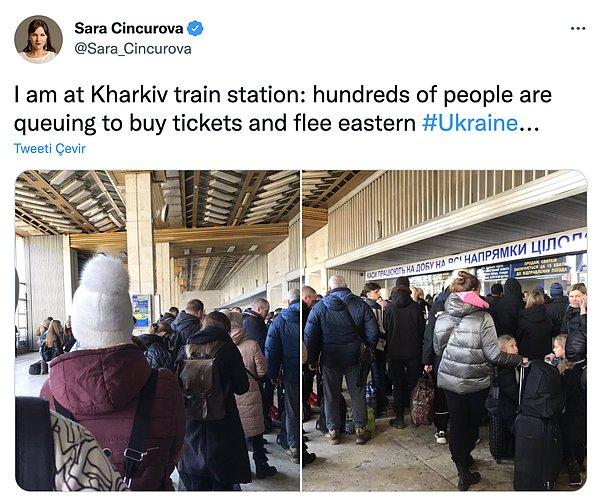 25. "Harkov tren istasyonundayım: Yüzlerce insan bilet alıp, doğudan gitmek için sırada."