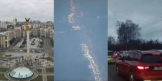 Ukrayna'nın Başkenti Kiev'de Sirenler Çalıyor: Halk Panik Halinde Kiev'den Kaçmaya Çalışıyor