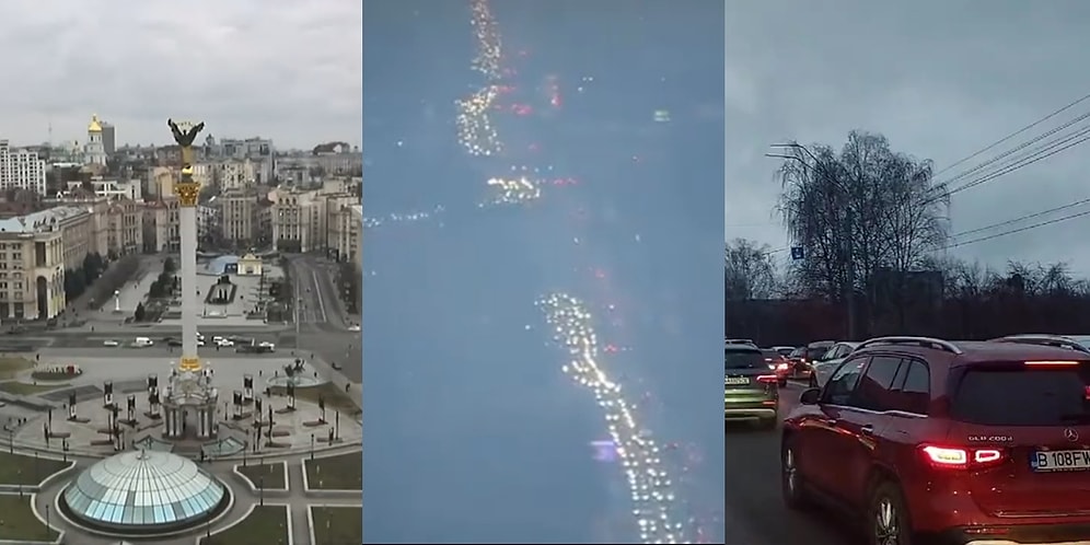 Ukrayna'nın Başkenti Kiev'de Sirenler Çalıyor: Halk Panik Halinde Kiev'den Kaçmaya Çalışıyor