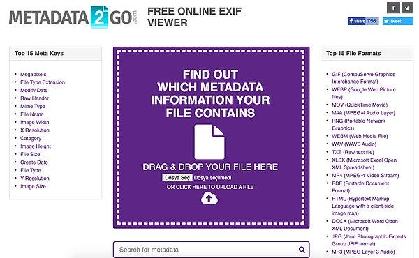 10. MetaData2Go: Paylaşılan görüntülerin metadatalarına ulaşmanızı sağlar.