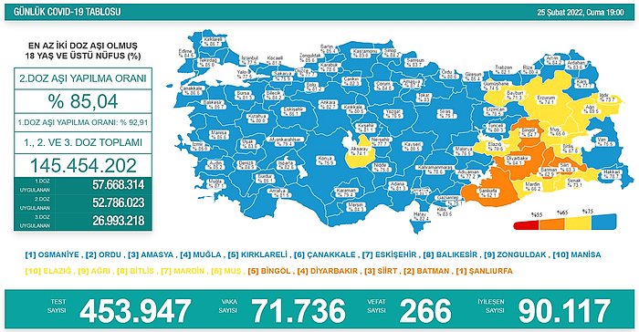 Günün Tablosu: 266 Can Kaybı, 71 Bin 736 Yeni Vaka