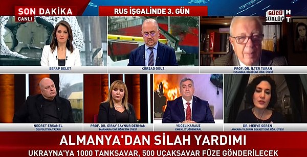 Rusya'nın Ukrayna'yı işgalinin konuşulduğu programda Prof. İlter Turan'ın Dr. Merve Seren'e "Kız gevezenin teki" dediği anlar gündem oldu.