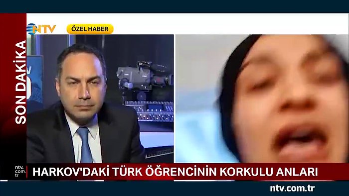 Ukrayna'da Mahsur Kalan Öğrenci NTV Yayınında Konuşurken Patlama Oldu