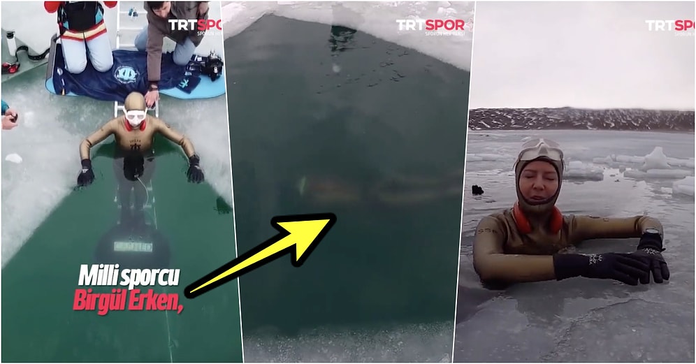 Milli Sporcumuz Birgül Erken Buz Altı Tüpsüz Dalış Antrenmanında 122 Metrelik Derecesiyle Dünya Rekoru Kırdı!