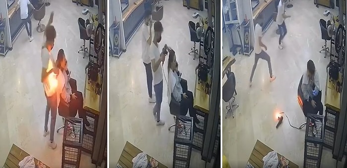 Hoş Geldin Yeni Fobi: Kuaförde Saçları Kurutulduğu Sırada Fön Makinesi Alev Alan Kadının Zor Anları