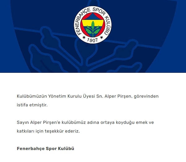 Kulüp Tarafından Yayınlanan Açıklama