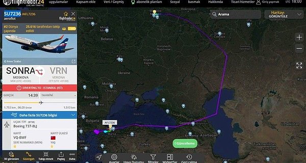 Bunun üzerine SU-7236 sefer sayılı Boeing-737 tipi yolcu uçağı, bir süre Türkiye-Yunanistan sınırında tur atmak zorunda kaldı.