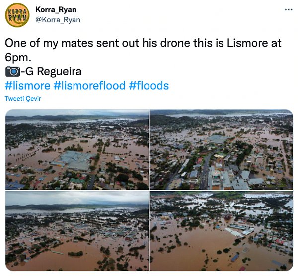 20. "Arkadaşlarımdan biri drone'u ile çekti, burası akşam 6'da Lismore."