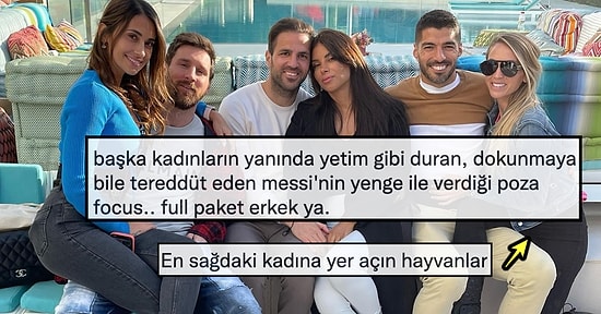 Messi, Suarez ve Fabregas'ın Eşleriyle Verdikleri 'Arka Sıradakiler' Pozu Goygoycuların Diline Düştü