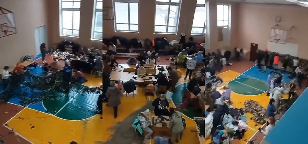 Sığındıkları Spor Salonunu Atölyeye Çeviren Ukraynalı Kadınlar, Orduları İçin Kamuflaj Ağları Örüyor