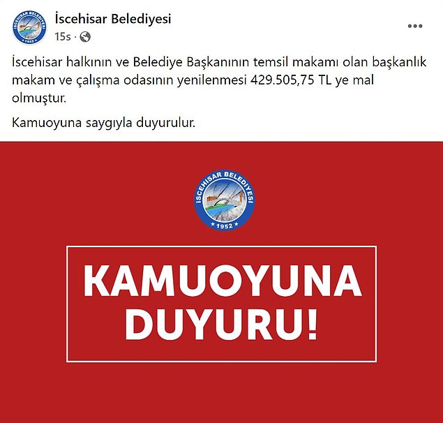 Vatandaşların tepkisine neden olan Belediyenin Facebook hesabından yapılan açıklama ise şu şekilde: