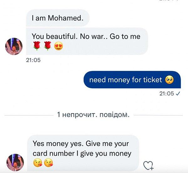 Ukraynalı kadın da bilet için para istiyor.