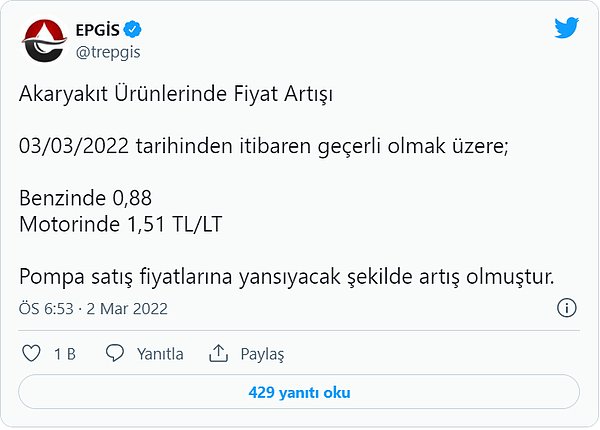 EPGİS Açıkladı: Akaryakıta Zam Geldi!