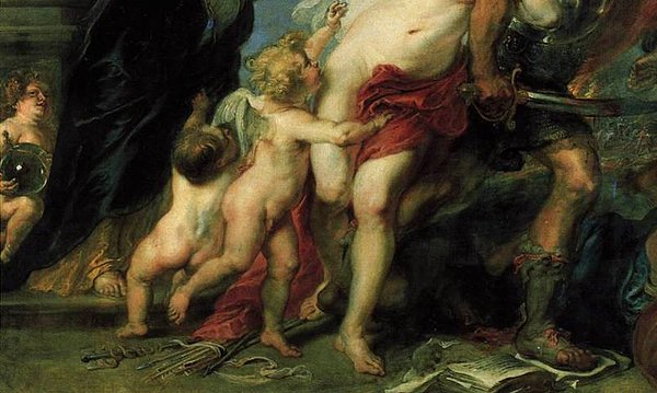 Rubens'in tablosunun genelinde savaşın getirmiş olduğu karmaşa, hareketlilik ve karanlık figürlerin yüzlerindeki teatral hava ile yansıtılıyor.