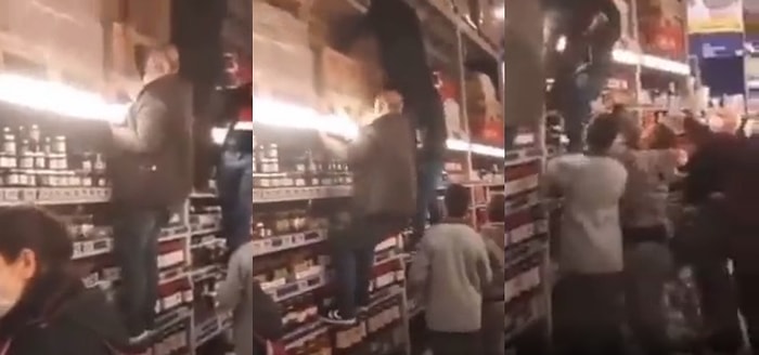 Çalışanların Saklamak İçin Üst Raflara Koyduğu İddia Edilen Yağları Vatandaşlar Tırmanarak Almaya Çalıştı
