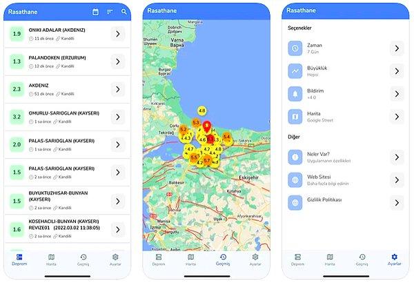 Türkiye'deki son depremlere ulaşmamızı sağlayan mobil uygulama, Boğaziçi Üniversitesi Kandilli Rasathanesi ve Deprem Araştırma Enstitüsü Bölgesel Deprem Tsunami İzleme ve Değerlendirme Merkezi (BTİM) tarafından çözümü yapılan sismik olayları da aktarıyor.